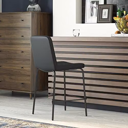 DHP Furniture Corey Counter Stool in Black Faux Leather, W: 51 cm, D: 46 cm, H: 88 cm – 4