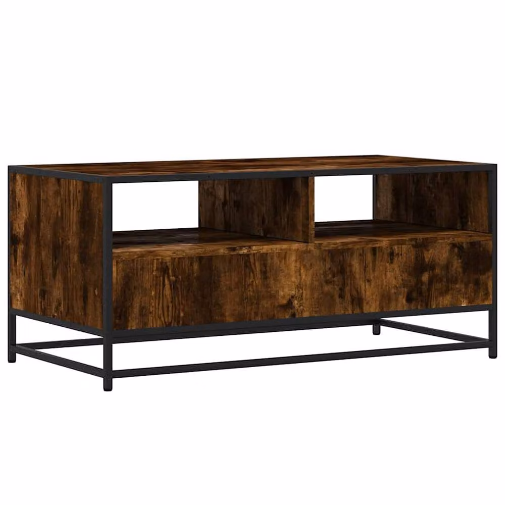 Berkfield Home Smoked Oak Coffee Table in Brown, W/D/H: 100 x 50 x 45 cm – 5
