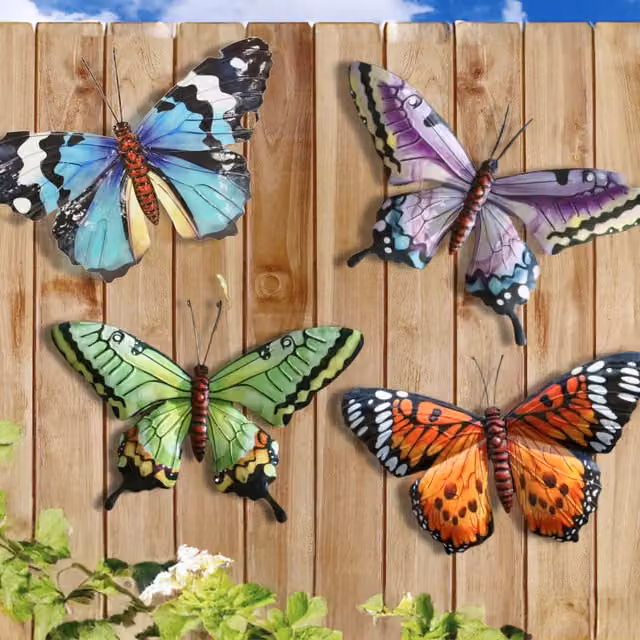 Betley Blue and Multicolour Metal Butterfly Wall Art