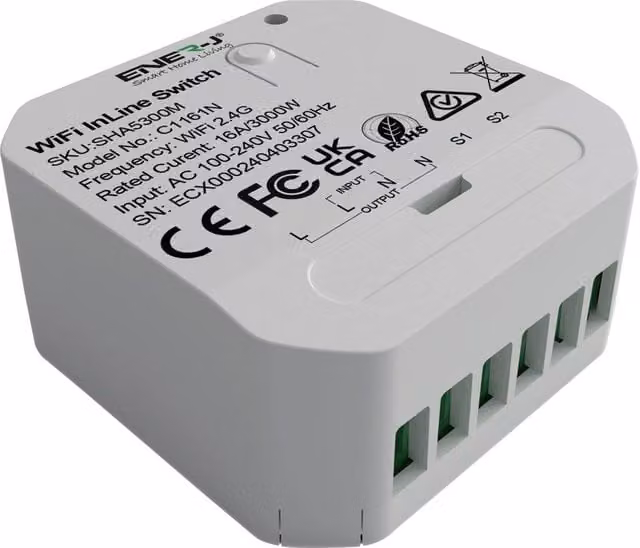 ENER-J Smart Home WiFi and Bluetooth Single 1 Gang Light Switch Module in White – 1