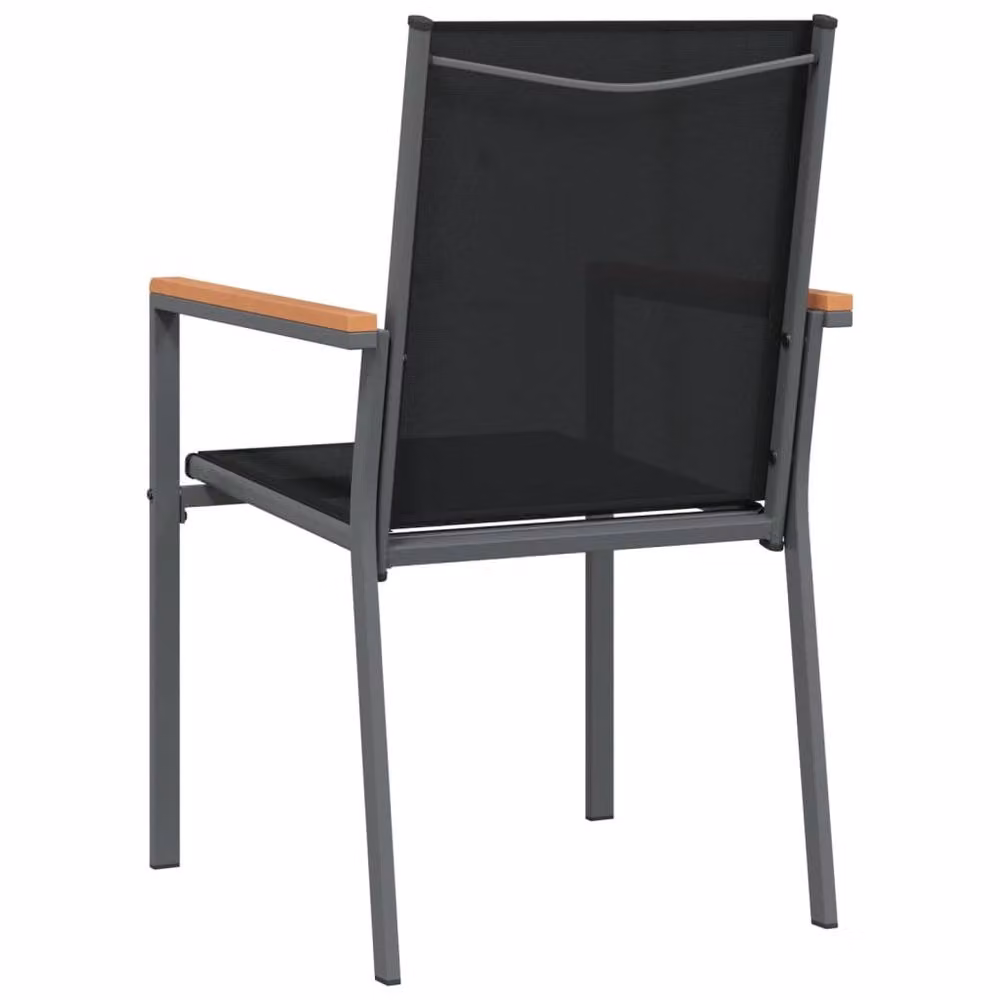 Berkfield Home Set of 2 Modern Garden Chairs in Black Textilene and Steel, W: 55 cm, D: 61.5 cm, H: 90 cm – 4