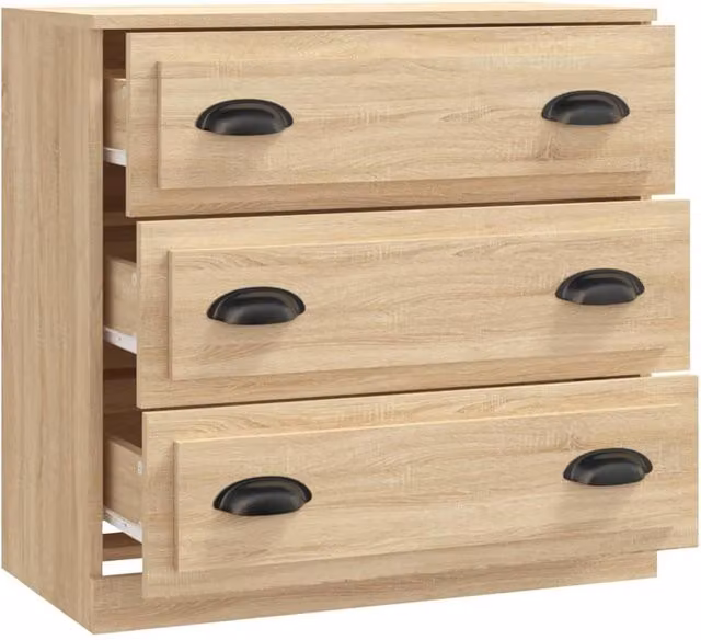 Berkfield Home Sonoma Oak Sideboard in Beige, W/D/H: 70 x 35.5 x 67.5 cm