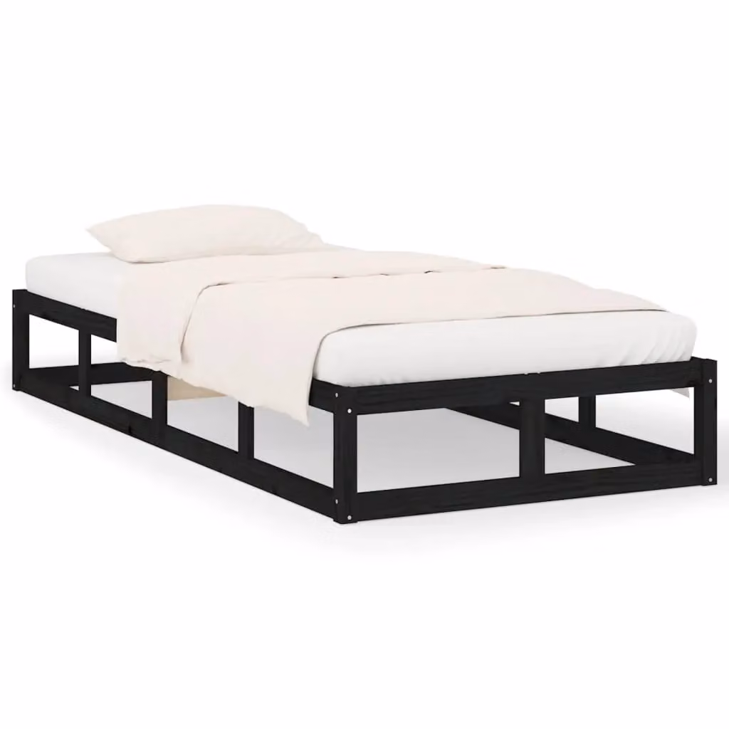 Berkfield Home Small Single Solid Wood Bed Frame in Black, W/D/H: 75 x 190 cm – 2