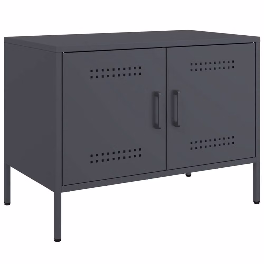 Berkfield Home Anthracite Steel TV Cabinet in Dark Grey, W: 68 cm, D: 39 cm, H: 50.5 cm – 3