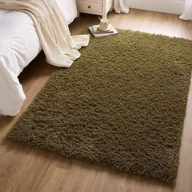 Kukoon Olive Moss Green Shaggy Rug, Soft Fluffy Rectangular Area Mat for Living Room or Bedroom, W: 200 cm, D: 290 cm