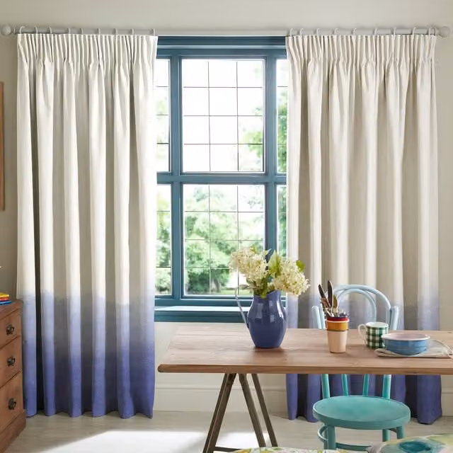 Bluebellgray Made To Measure Blackout Cotton Curtains in Cornflower Blue and Purple Ombre Graphic Design