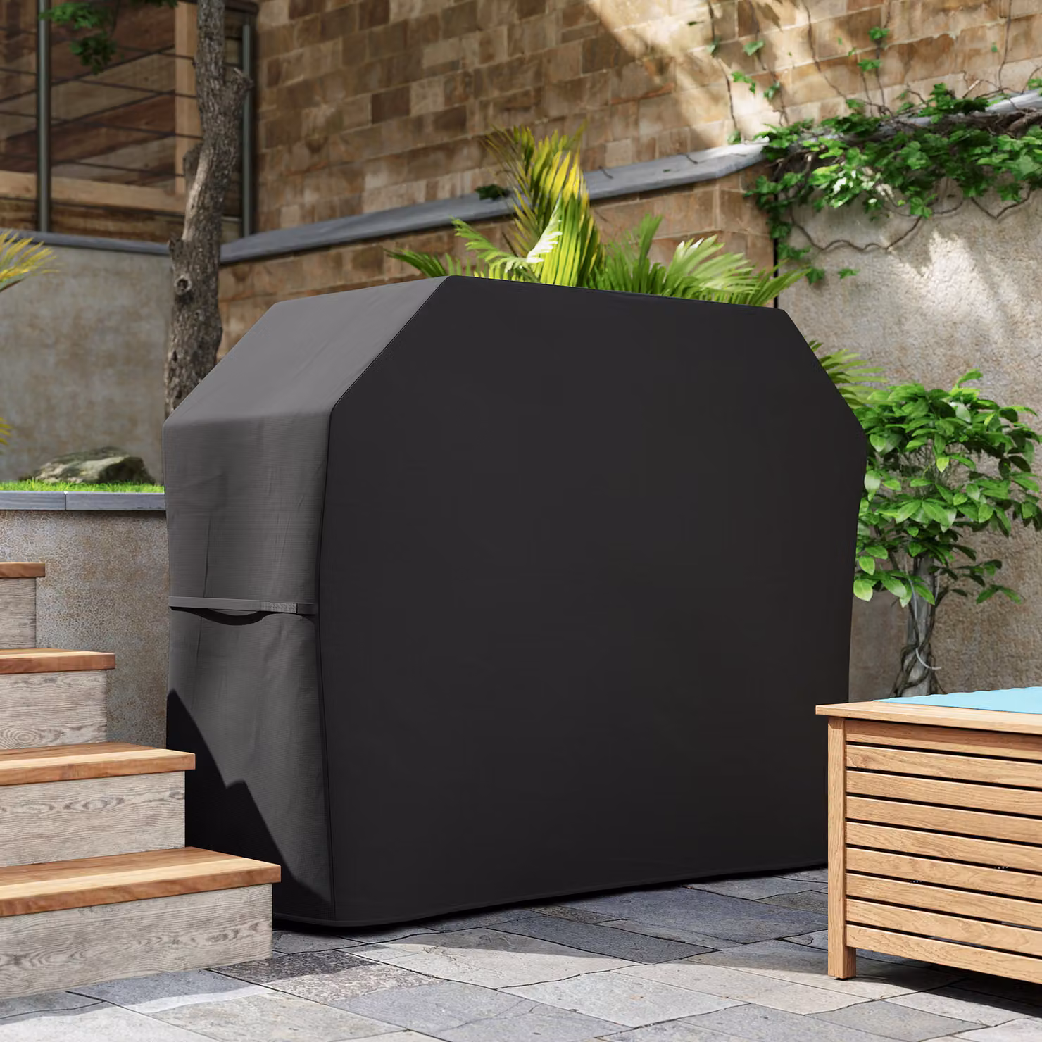 Outsunny Black Weather-Resistant Polyester Gas Grill Cover, W: 147 cm, D: 61 cm – 7