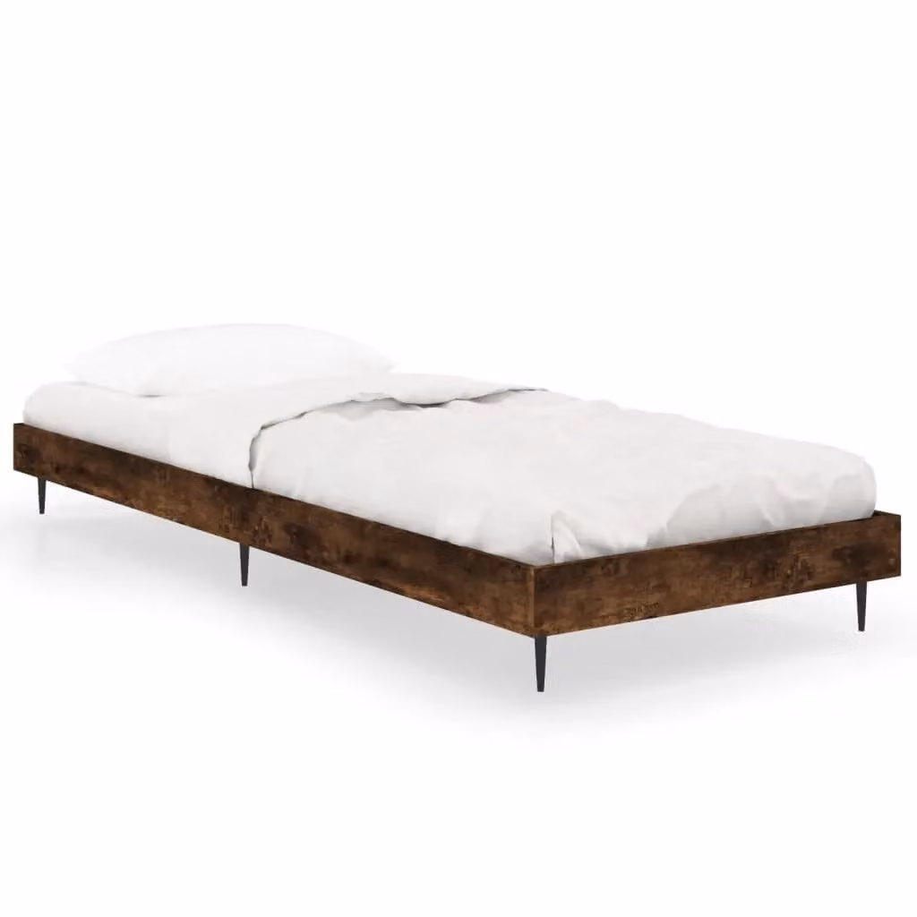 Berkfield Home Small Single Bed Frame in Smoked Oak Brown, Engineered Wood, W: 75 cm x L: 190 cm – 2