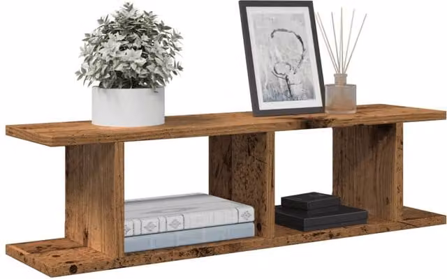 Berkfield Home Set of 2 Rustic Brown Wall Mounted Shelves, W: 75 cm, D: 20 cm, H: 18 cm – 1