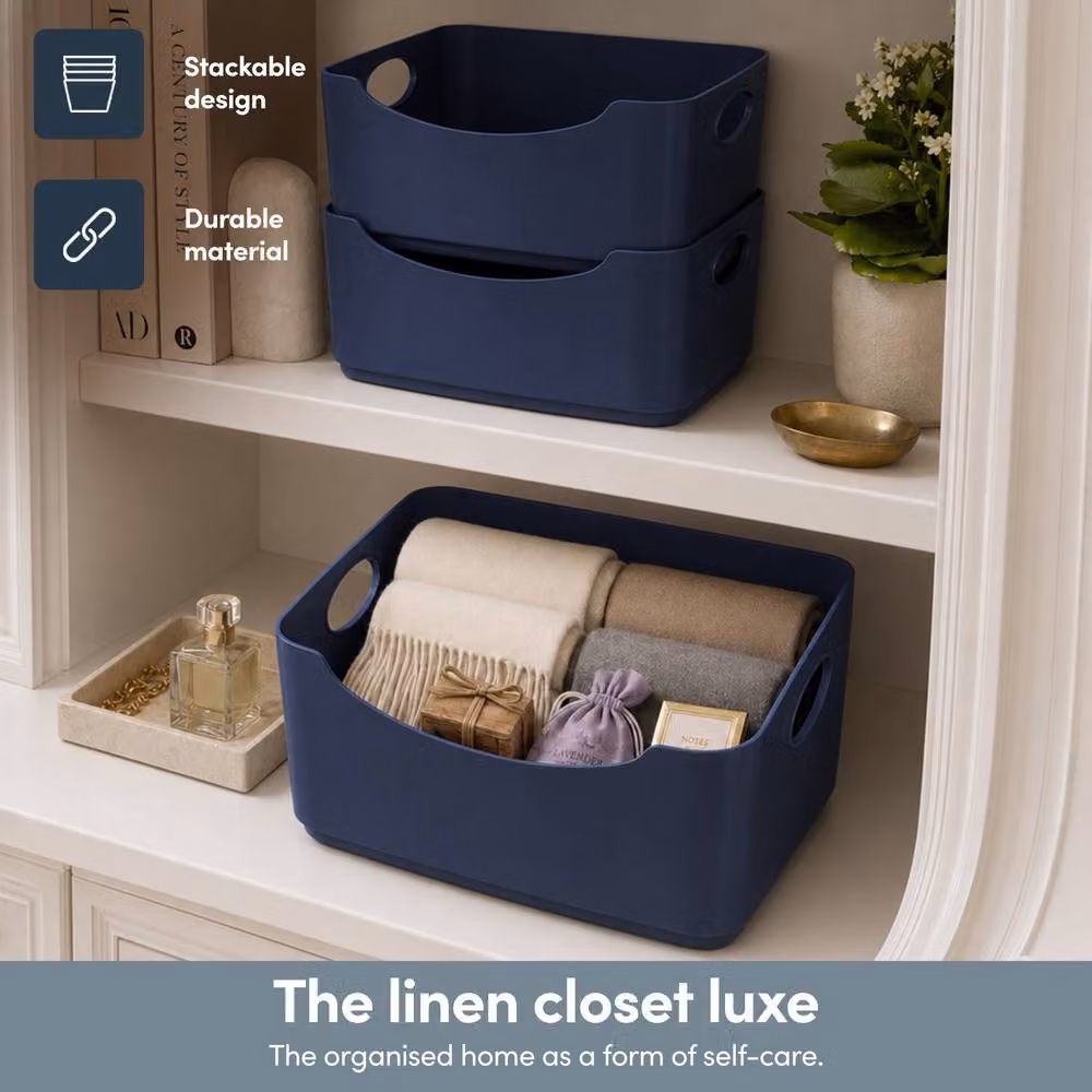 Keplin 5 Pack Plastic Storage Baskets with Handles in Blue, W/D/H: 22.3 x 14.8 x 10 cm – 3
