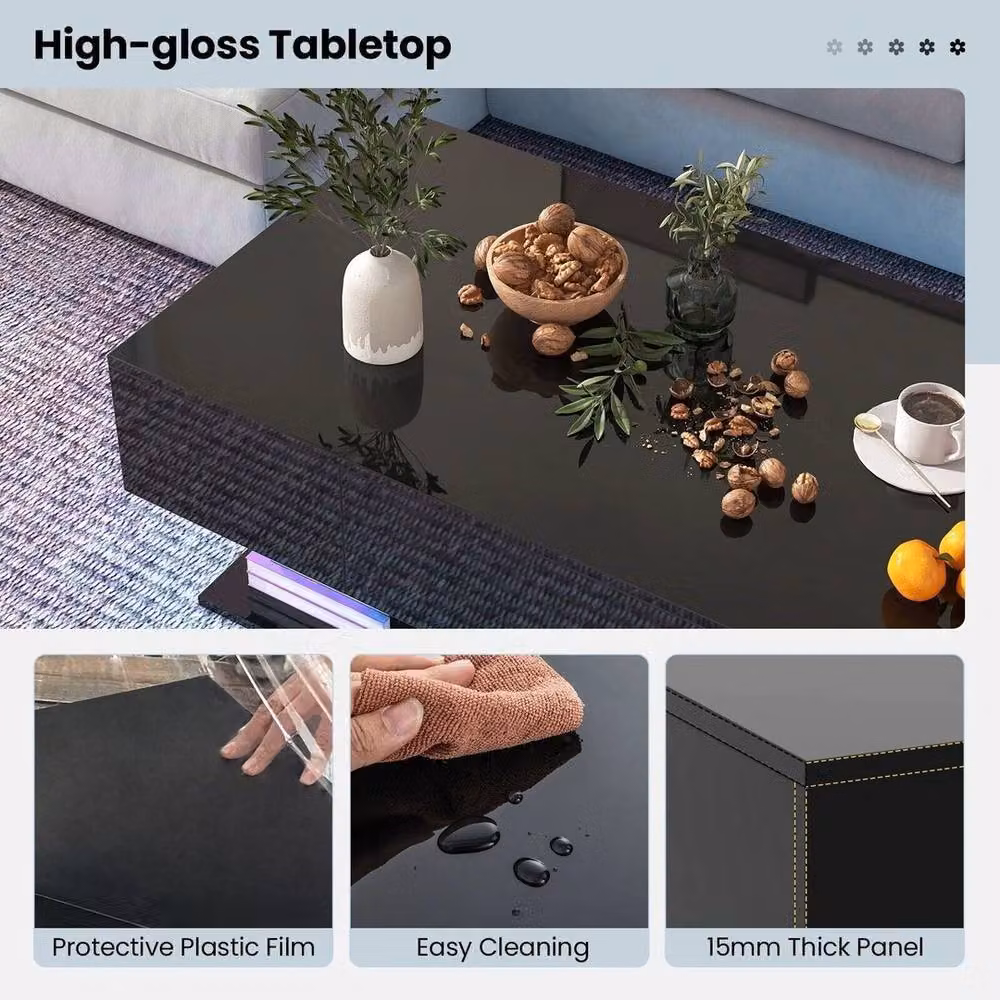Kelvenix Modern 2-Tier Square Coffee Table in Black – 3