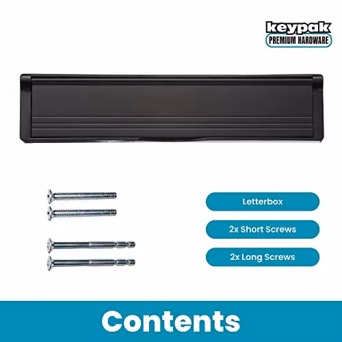 Keypak 12 inch Adjustable Black Letter Box with Anti-Snap Flap and Draught Excluder – 2