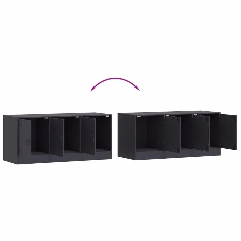 Berkfield Home Anthracite Steel TV Cabinet in Dark Grey, W/D/H: 99 x 39 x 44 cm – 5