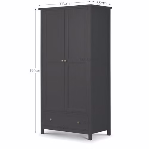 Julian Bowen Maine 2 Door 1 Drawer Wardrobe in Anthracite – 3