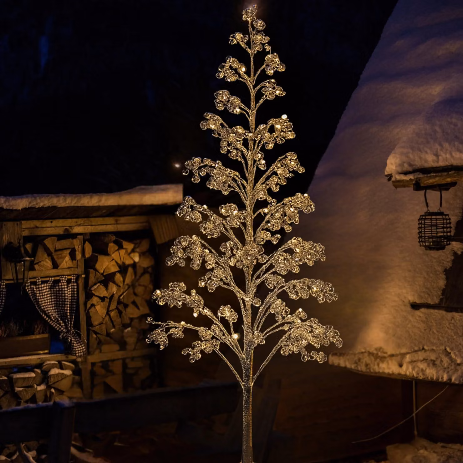 Pegdev Outdoor LED Christmas Tree with 1000 Warm White Lights and Silver Balls, Height: 180 cm – 2