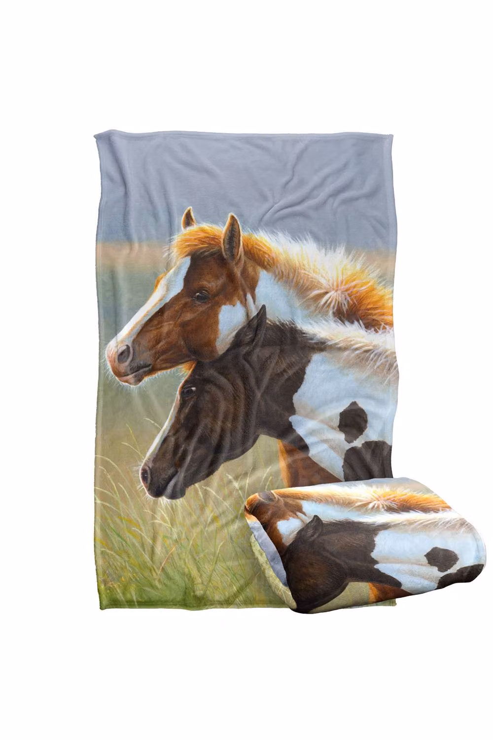 JQ Licensing Two Foals Horses Super Soft Fluffy Polyester Throw Blanket, Multicolour, Large – 2