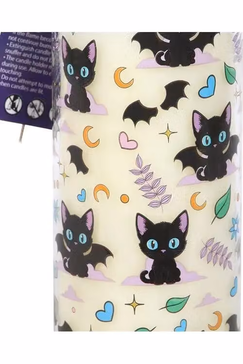 KDMD Cute & Creepy Cat Print Lavender Tube Candle in White and Black – 3