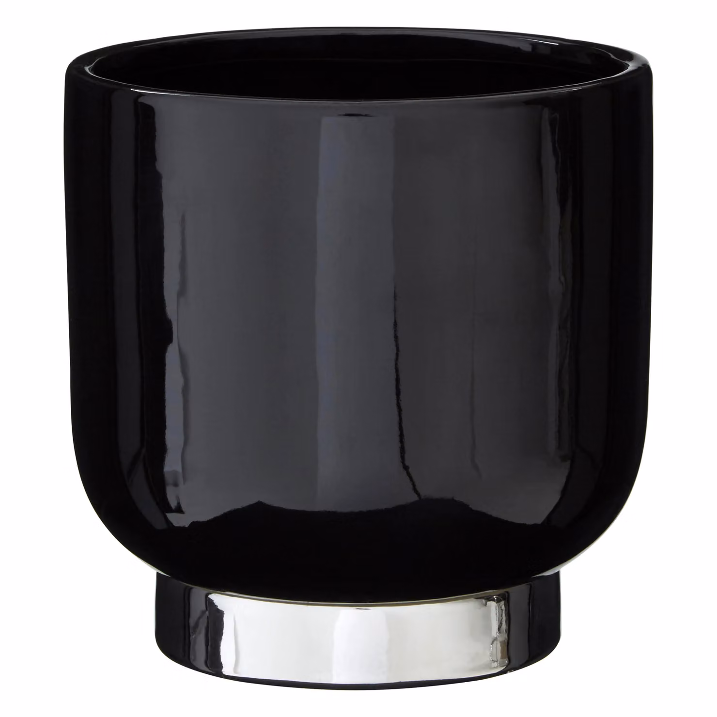 Orsina Callie Small Black Ceramic Tabletop Planter with Silver Metal Base – 3
