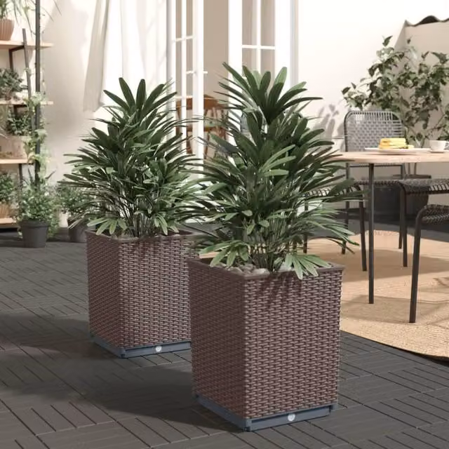 Berkfield Home Brown Polypropylene Planter Tub, 2 Pack, W/D/H: 30 x 30 x 37 cm – 1