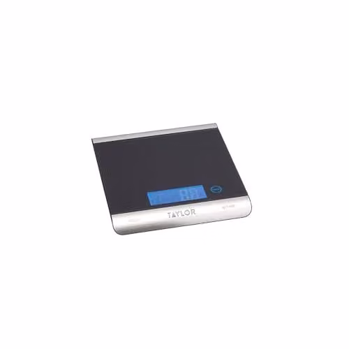 Taylor Pro Ultra High Capacity Digital Kitchen Food Scales with Tare Function, Black Glass and Stainless Steel, 15 kg Capacity