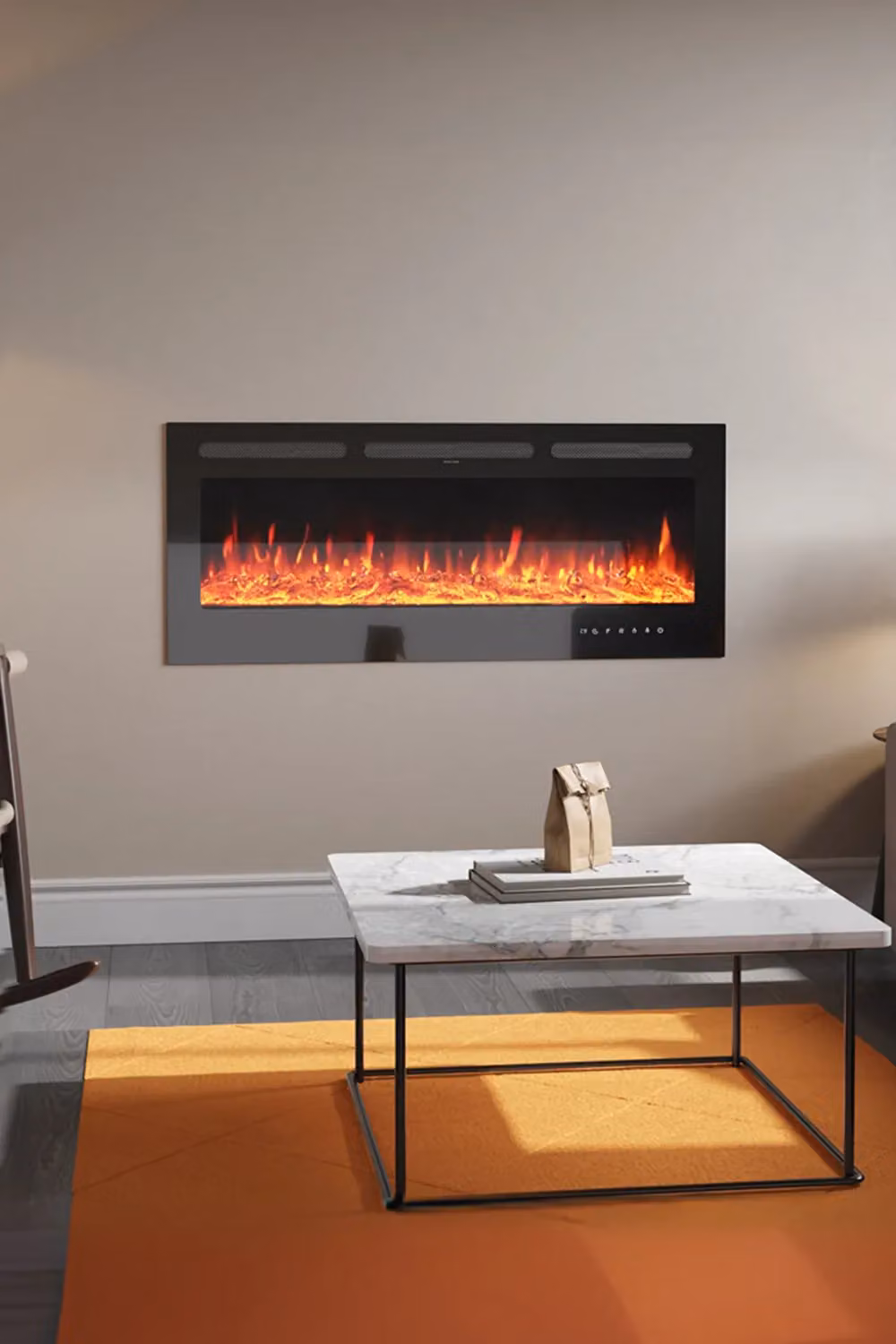 Living and Home 50 Inch Black Recessed and Wall Mounted Electric Fireplace with Remote – 3