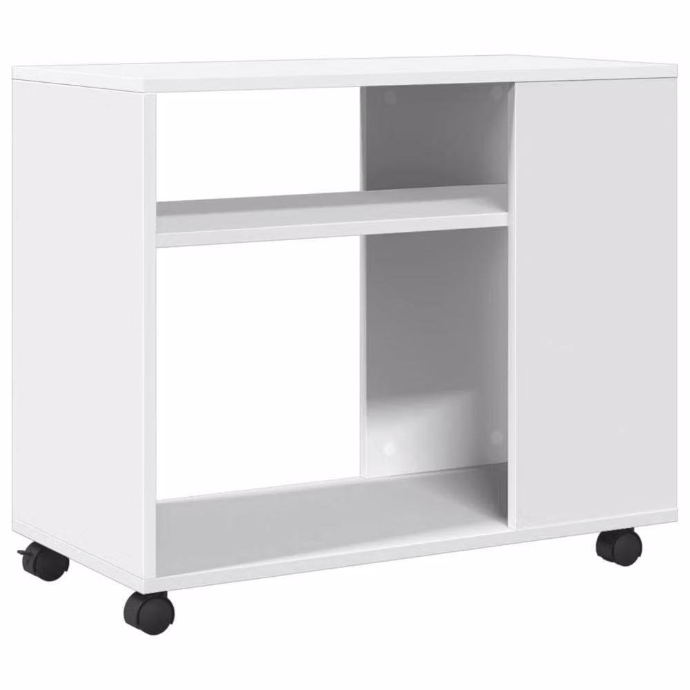 Berkfield Home White Side Table with Castors, W/D/H: 70 x 35 x 60 cm – 2