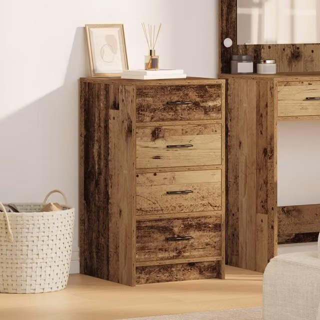 Berkfield Home Rustic Old Wood Sideboard in Brown, W/D/H: 40 x 41 x 75 cm – 1