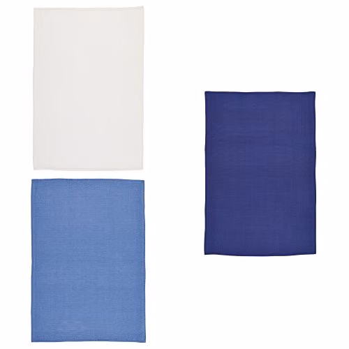 KitchenCraft Highly Absorbent Cotton Waffle Pique Tea Towels in Blue, Set of 3, W/H: 7 x 47 cm