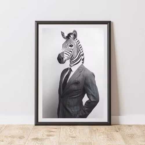 60 Second Makeover Zebra Wearing A Suit Animal Print Paper Poster, A4