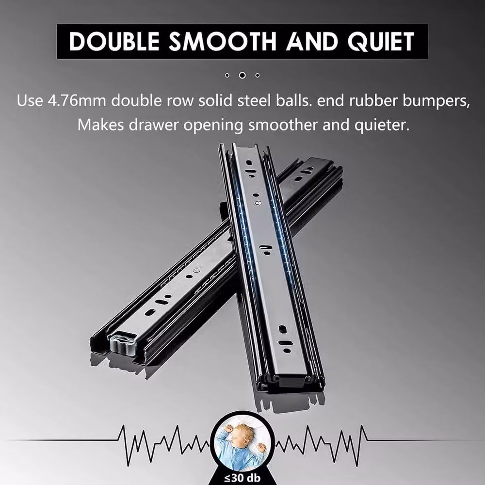 VOGREX 20-Piece Full Extension Ball Bearing Drawer Slides, Black, 450 mm – 2