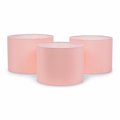 ValueLights Set of 3 Modern Fabric Cylinder Lamp Shades in Pink and Grey, W: 30 cm, H: 22 cm – 1