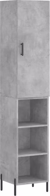 Berkfield Home Highboard in Concrete Grey, W/D/H: 34.5 x 34 x 180 cm