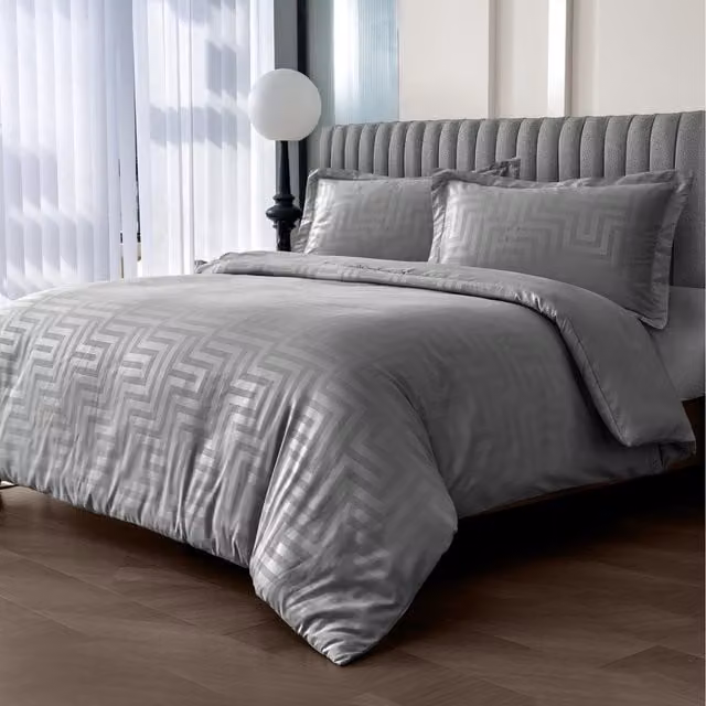 Velosso Grey Microfibre Graphic Duvet Cover, 90 x 200 cm