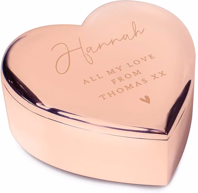 Personalised Memento Company Gold Heart Trinket Box