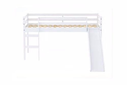 Birlea Frankie Mid Sleeper Bed Frame with Slide in White and Grey, 90 x 190 cm – 1