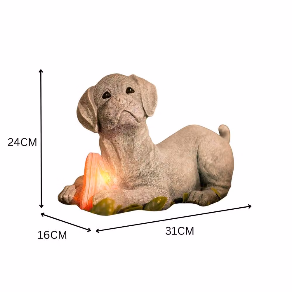 Marco Paul Solar Dog Garden Ornament in Grey – 2