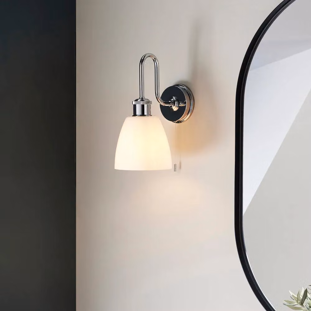 Loops Chrome Plated Bathroom Wall Light with Transparent Glass Shade, IP44 Rated – 4