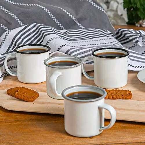 Argon Tableware Enamel Espresso Cup Set, Black, 130ml, Set of 12 – 3