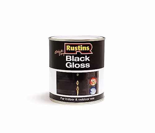 Rustins Quick Dry Black Gloss Water-Based Paint for Wood and Metal, 500ml – 1