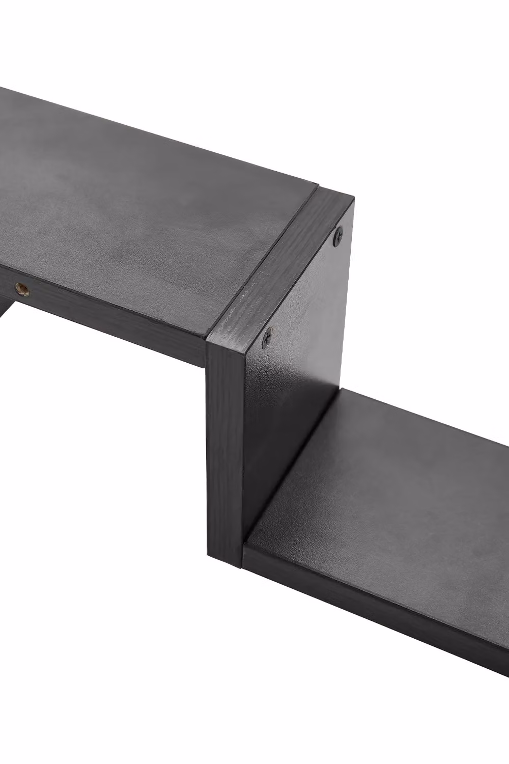 Livingandhome Set of 2 Black Wooden Wall Mounted Floating Shelves – 3