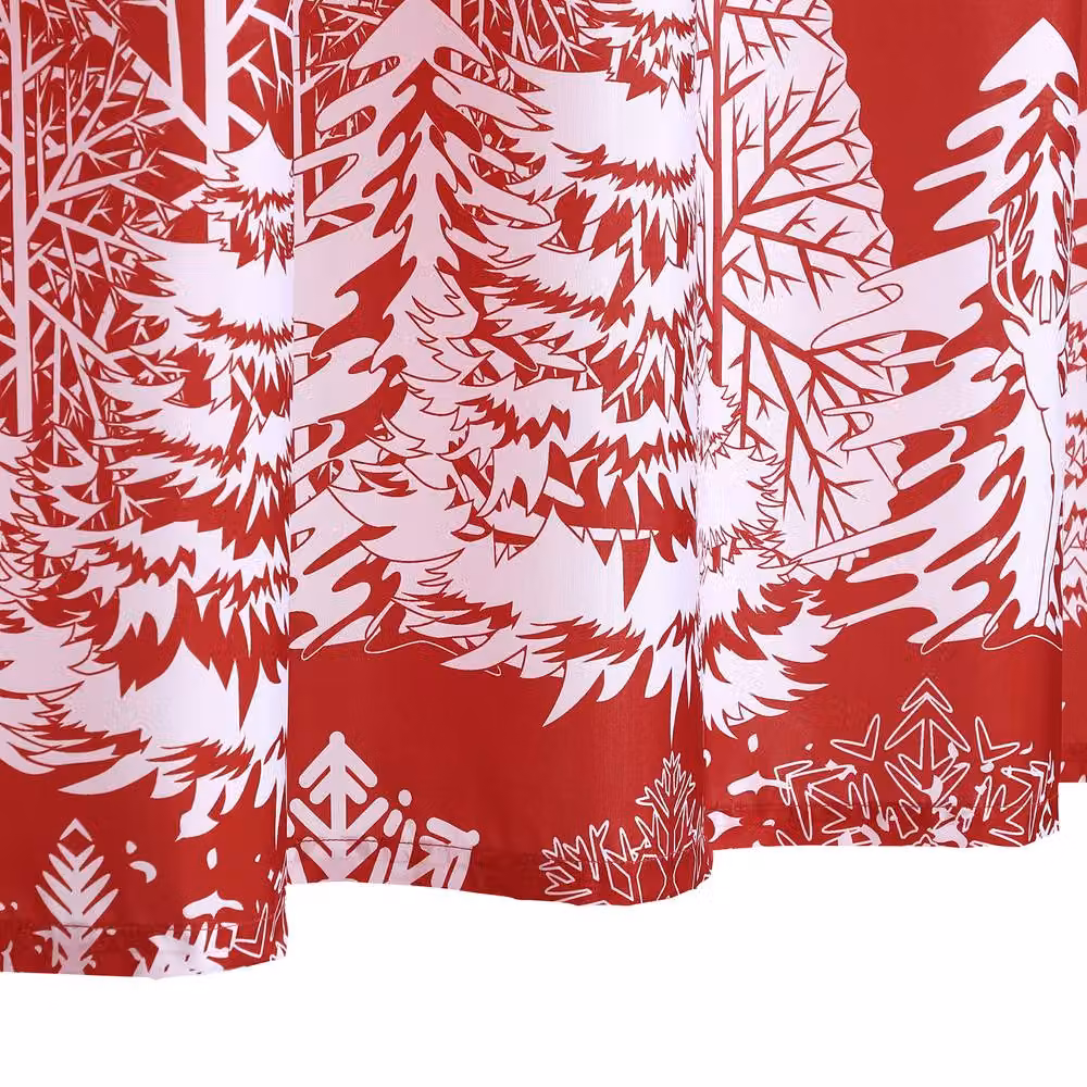 London Boutique Festive Christmas Waterproof Polyester Shower Curtain in Red and White, W/H: 182.88 x 182.88 cm – 4