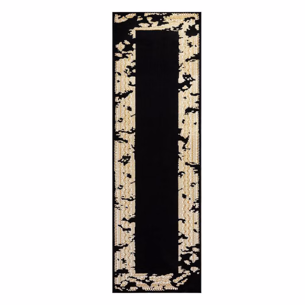 RugsX Allure Geometric Modern Runner in Black, W/D/H: 70 x 200 cm – 2