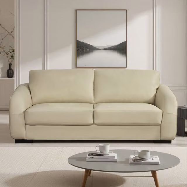 Artemis Home Brandon 3 Seat Bonded Leather Sofa in Beige