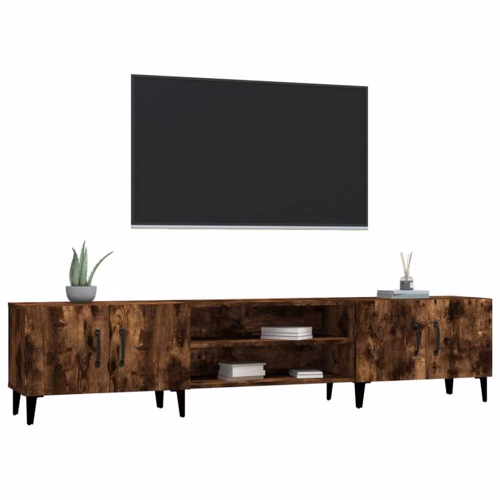 Berkfield Home Modern Smoked Oak TV Cabinet in Brown, W/D/H: 180 x 31.5 x 40 cm – 3