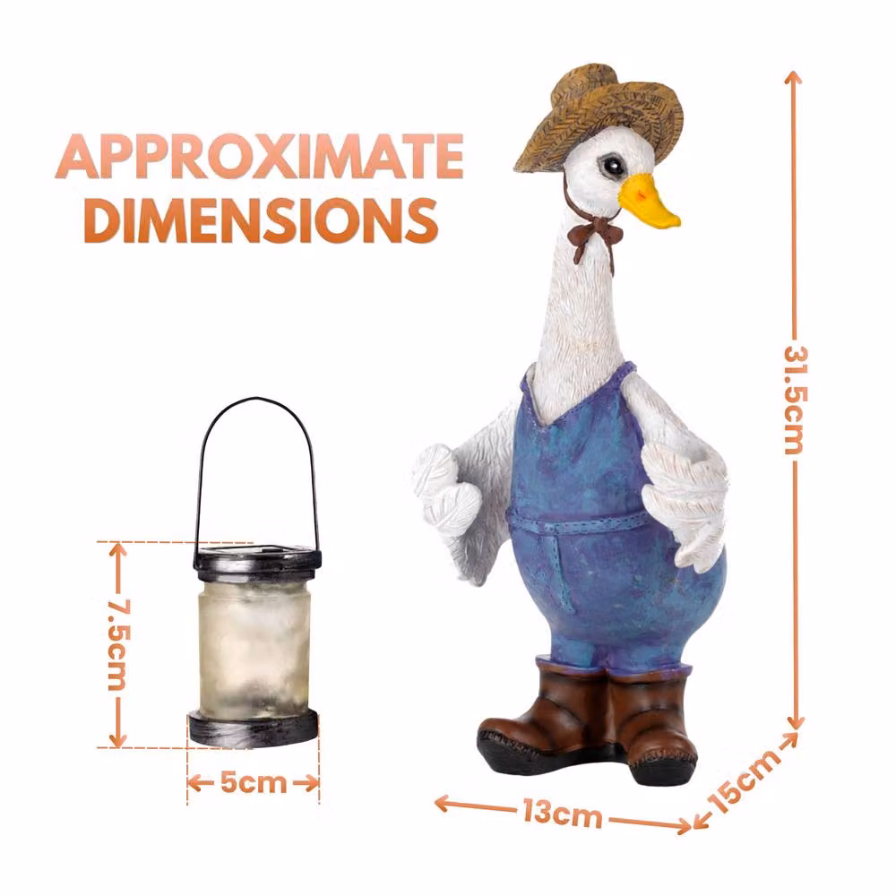 Marco Paul Multicolour Solar Light Duck with Lanterns Resin Garden Ornament – 2