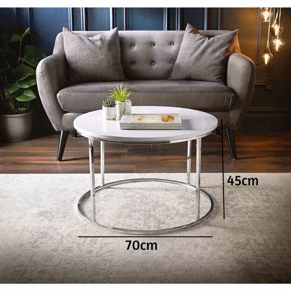 Kelvenix Round Glossy White Coffee Table – 2