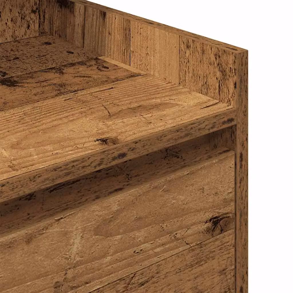 Berkfield Home Bedside Cabinet with 2 Drawers in Brown Old Wood, W/D/H: 38 x 34 x 80 cm – 4