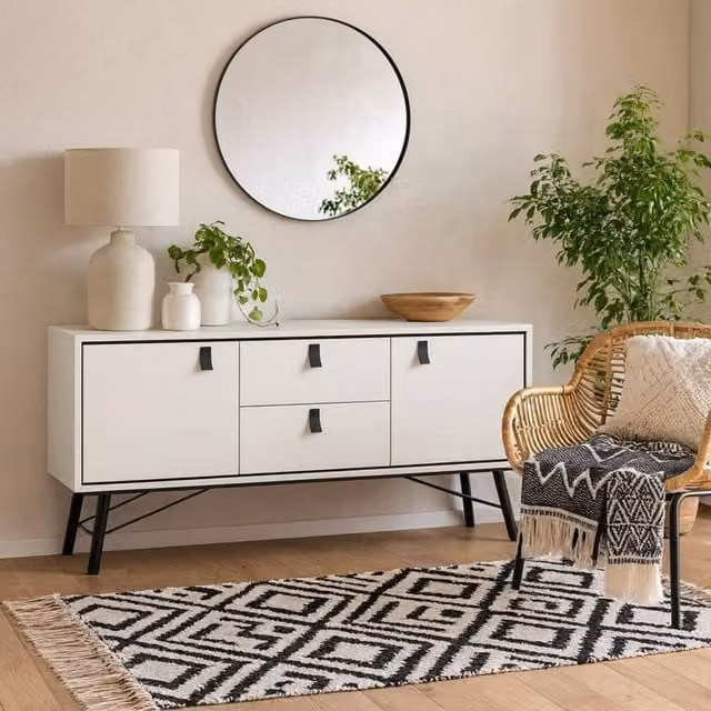 Wyld Haus Juno White Sideboard with 2 Doors and 2 Drawers