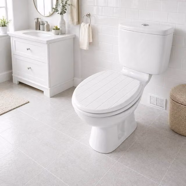 Spot on Dealz White MDF Wood Oval Toilet Seat, 45.72 cm