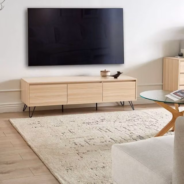 Wyld Haus Modern Brown TV Stand with Three Media Compartments and Back Panel, Width: 150 cm – 1